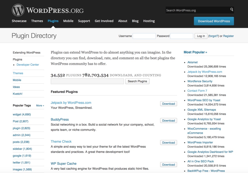 WordPress.org plugin directory page showing install count and rating for a notification bar plugin