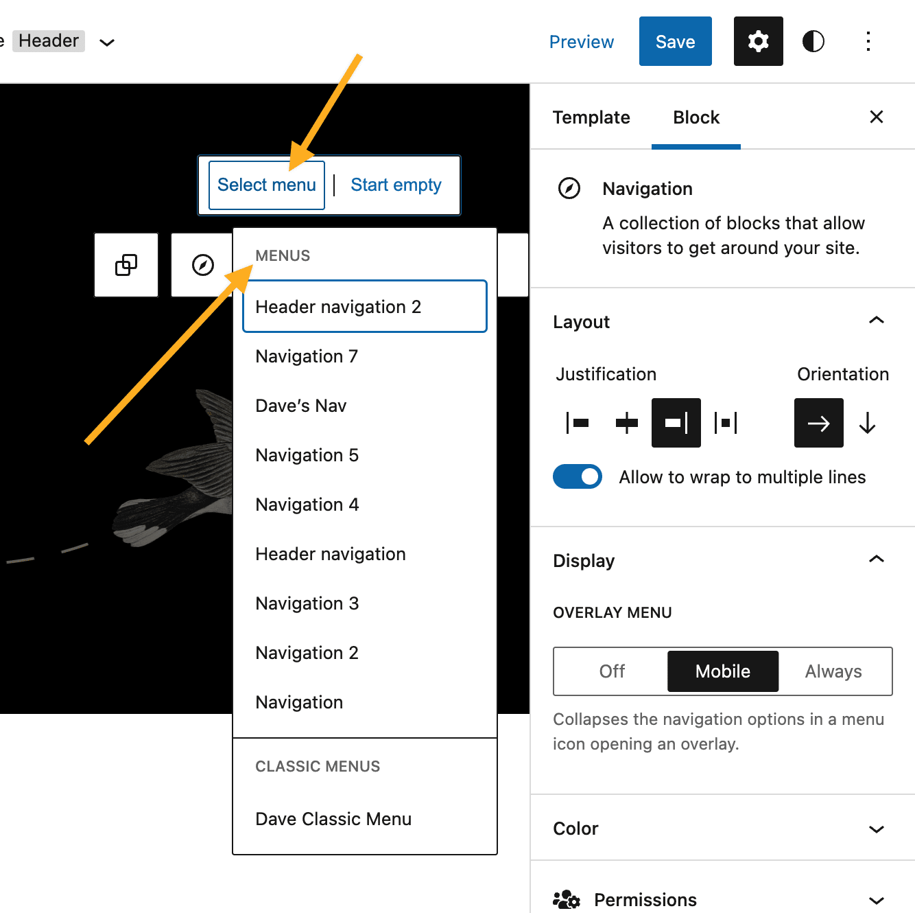 WordPress Site Editor Navigation block adding a page link on a block theme