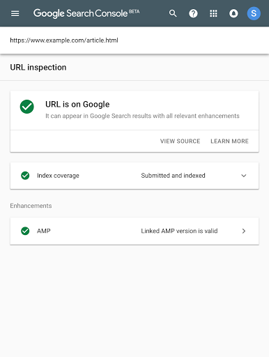 Google Search Console URL Inspection result for a WordPress page