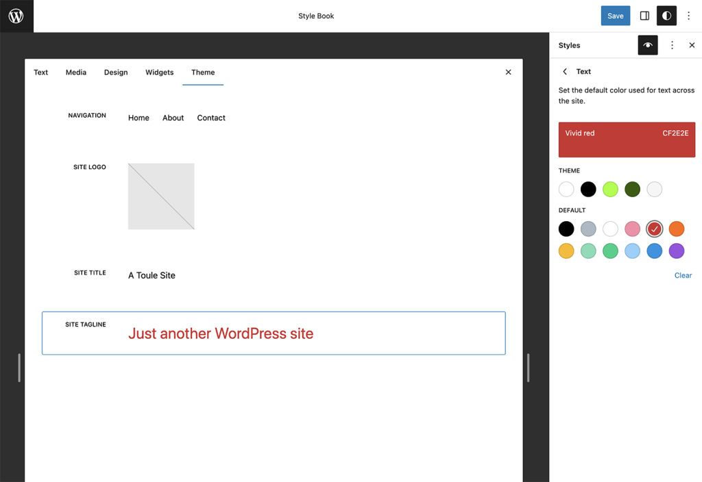 WordPress Site Editor Styles panel used for block theme customization