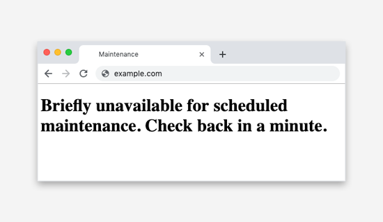 WordPress 503 maintenance message shown in a browser
