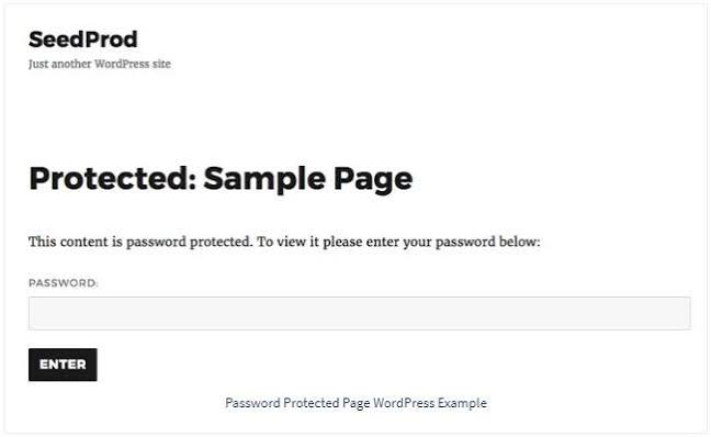 WordPress password protected page form shown to logged-out visitors
