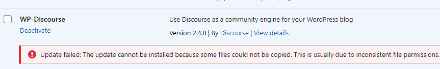 WordPress theme updater error message Could not copy file